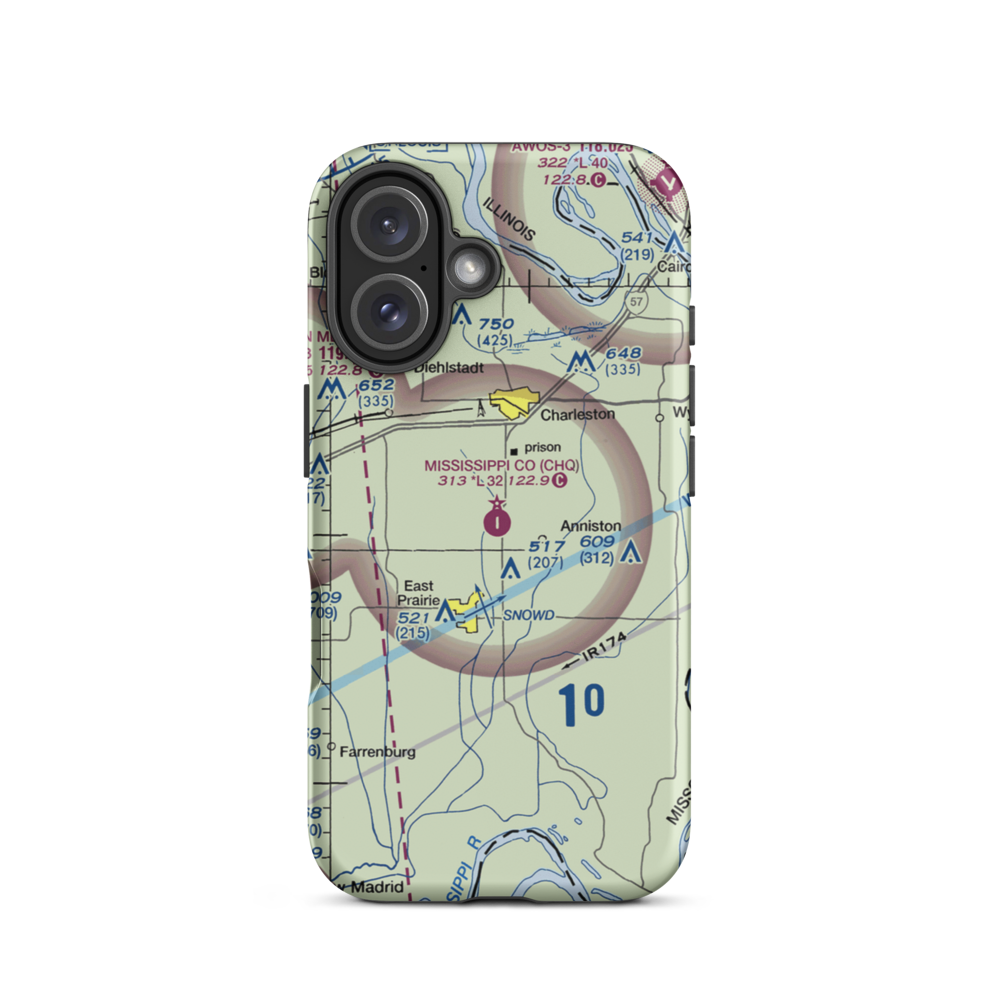 Mississippi County Airport (CHQ) VFR Sectional  Tough iPhone Case iPhone 16 model shown