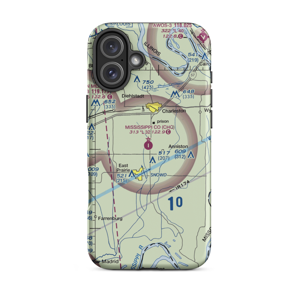 Mississippi County Airport (CHQ) VFR Sectional  Tough iPhone Case iPhone 16 Plus model shown
