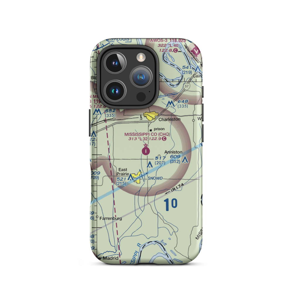 Mississippi County Airport (CHQ) VFR Sectional  Tough iPhone Case iPhone 16 Pro model shown