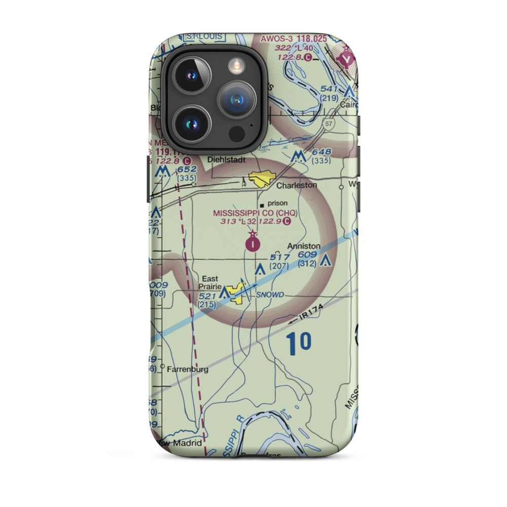 Mississippi County Airport (CHQ) VFR Sectional  Tough iPhone Case iPhone 16 Pro Max model shown