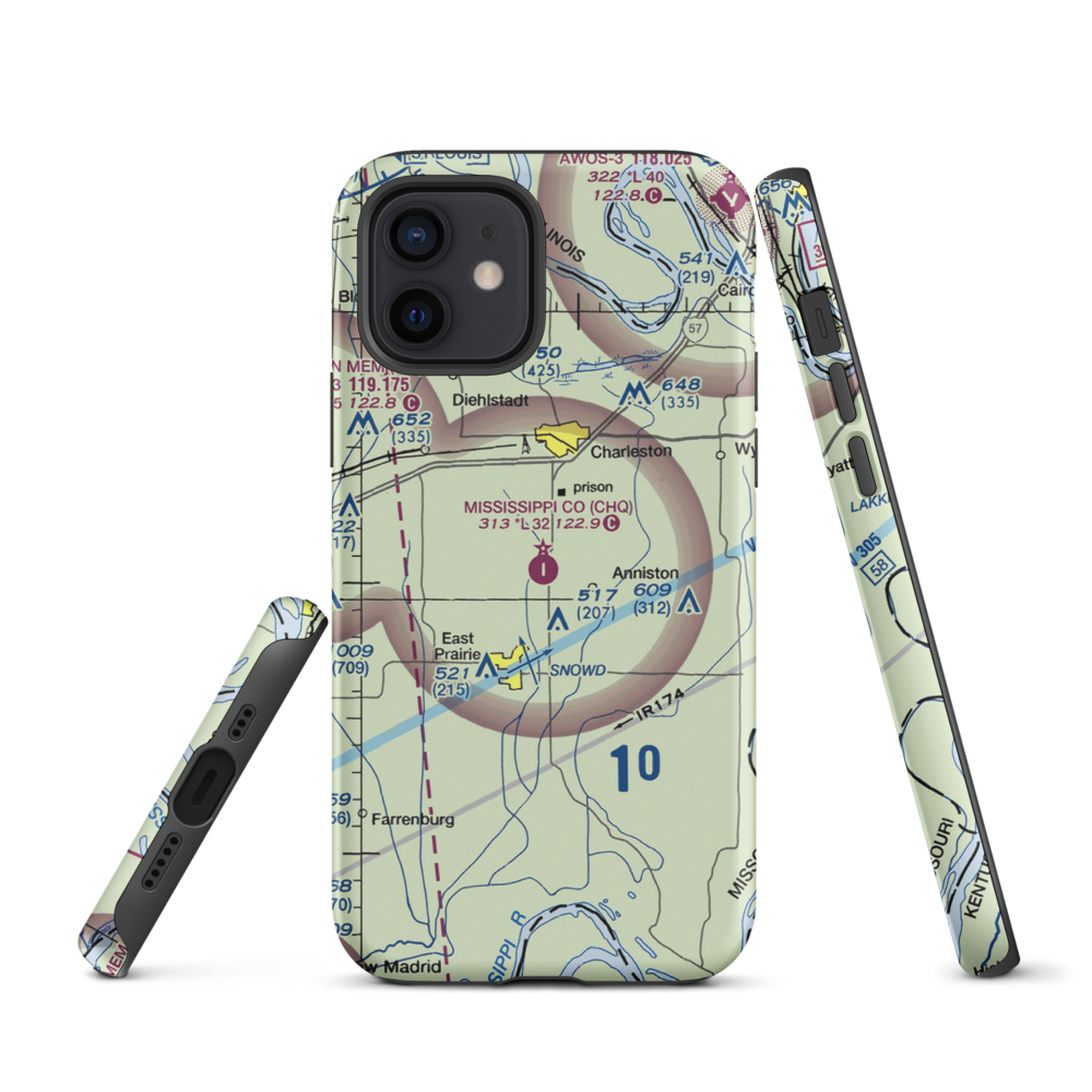 Mississippi County Airport (CHQ) VFR Sectional  Tough iPhone Case iPhone 12 model shown