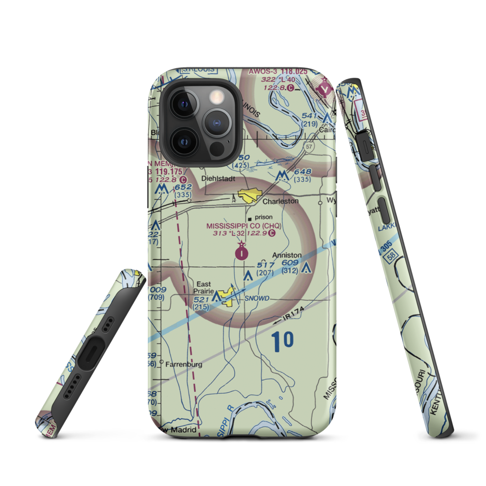 Mississippi County Airport (CHQ) VFR Sectional  Tough iPhone Case iPhone 12 Pro model shown