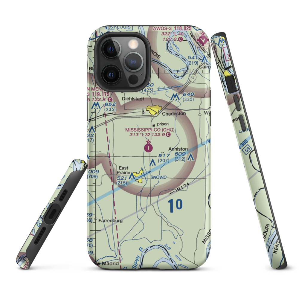 Mississippi County Airport (CHQ) VFR Sectional  Tough iPhone Case iPhone 12 Pro Max model shown