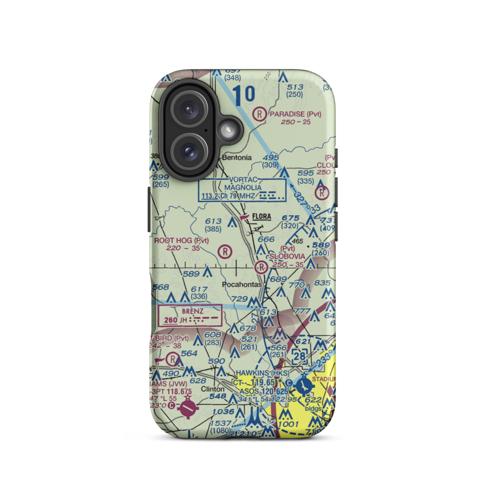 Mississippi Petrified Forest Airport (MS42) VFR Sectional  Tough iPhone Case iPhone 16 model shown