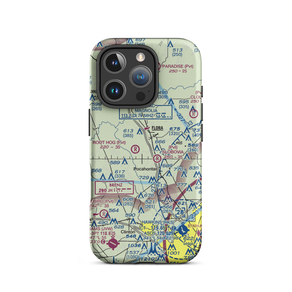 Mississippi Petrified Forest Airport (MS42) VFR Sectional  Tough iPhone Case iPhone 16 Pro model shown
