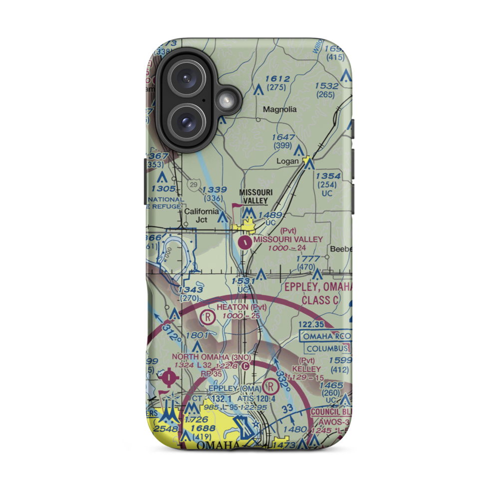 Missouri Valley Airport (90IA) VFR Sectional  Tough iPhone Case iPhone 16 Plus model shown