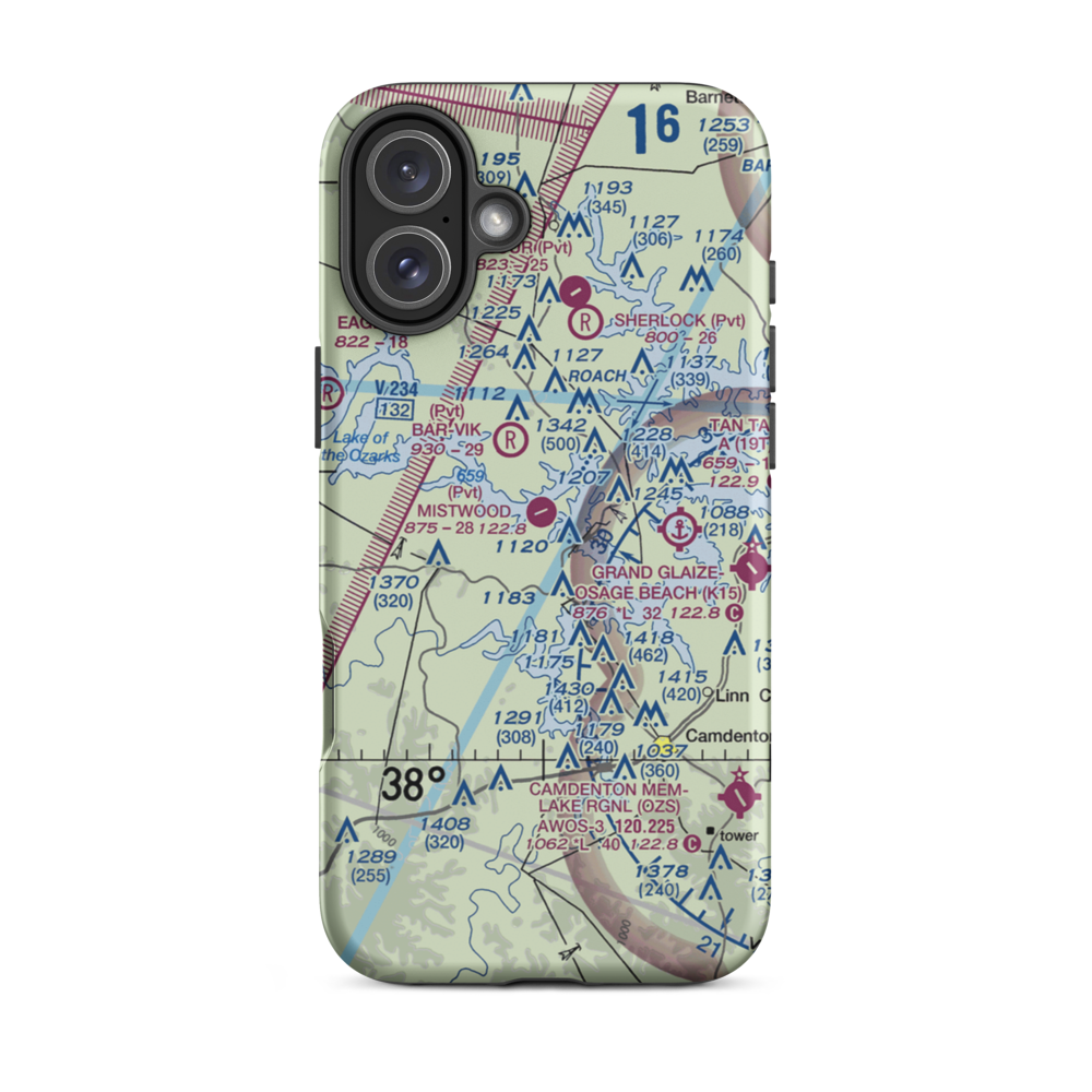 Mistwood Airport (24MO) VFR Sectional  Tough iPhone Case iPhone 16 Plus model shown