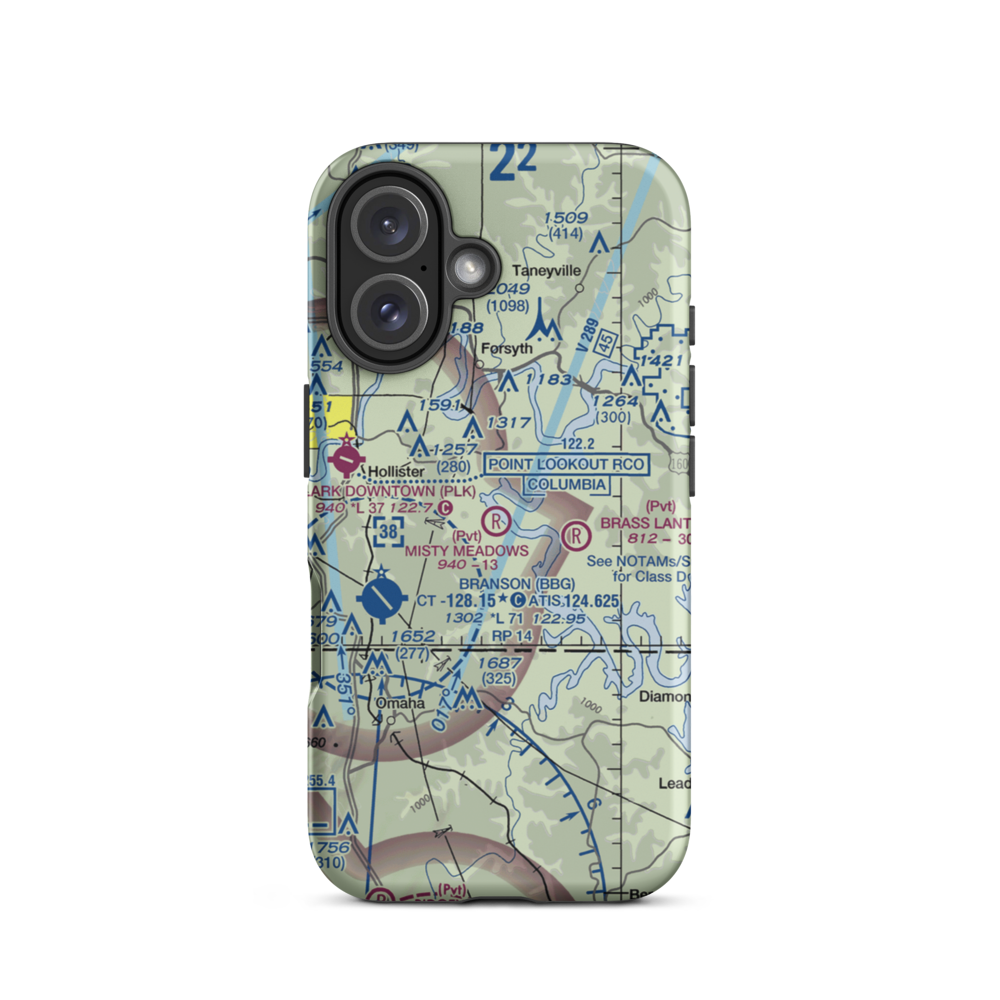 Misty Meadows Airport (MO65) VFR Sectional  Tough iPhone Case iPhone 16 model shown