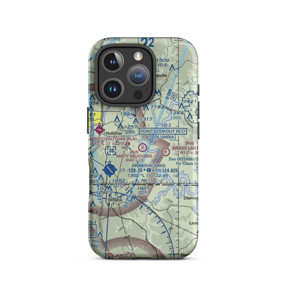 Misty Meadows Airport (MO65) VFR Sectional  Tough iPhone Case iPhone 16 Pro model shown