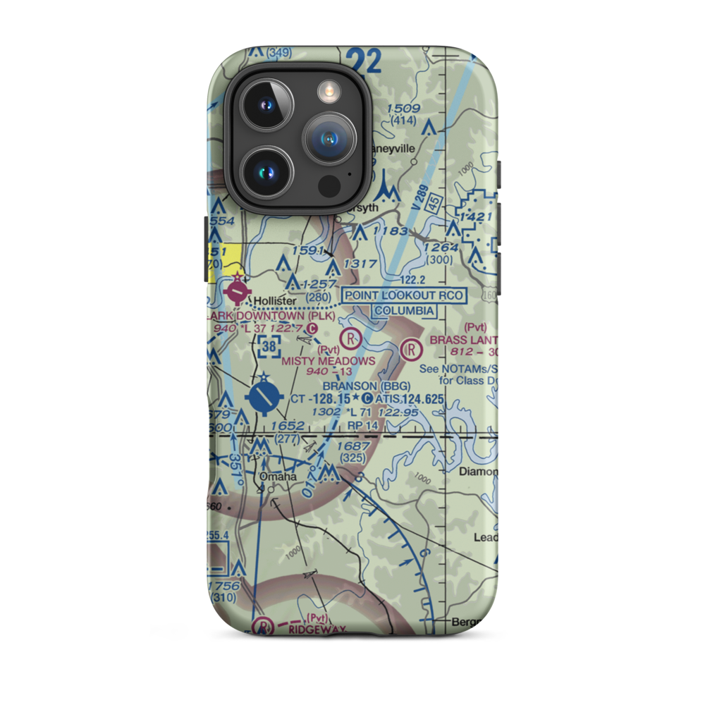 Misty Meadows Airport (MO65) VFR Sectional  Tough iPhone Case iPhone 16 Pro Max model shown