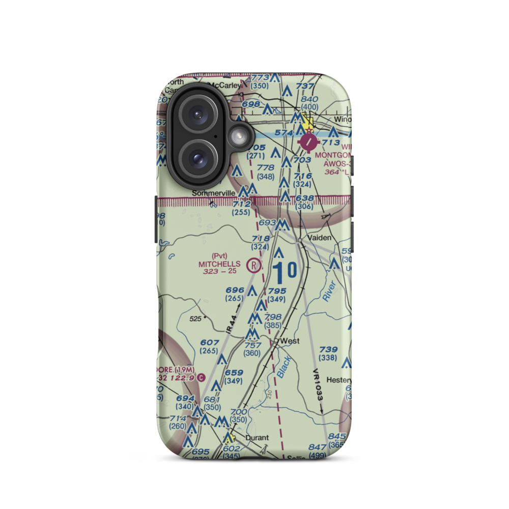Mitchell's Airport (3MS5) VFR Sectional  Tough iPhone Case iPhone 16 model shown