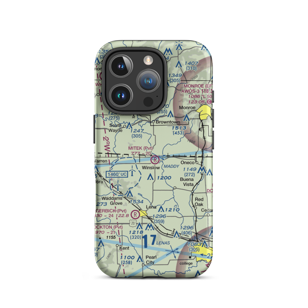 Mitek Airport (20IS) VFR Sectional  Tough iPhone Case iPhone 16 Pro model shown