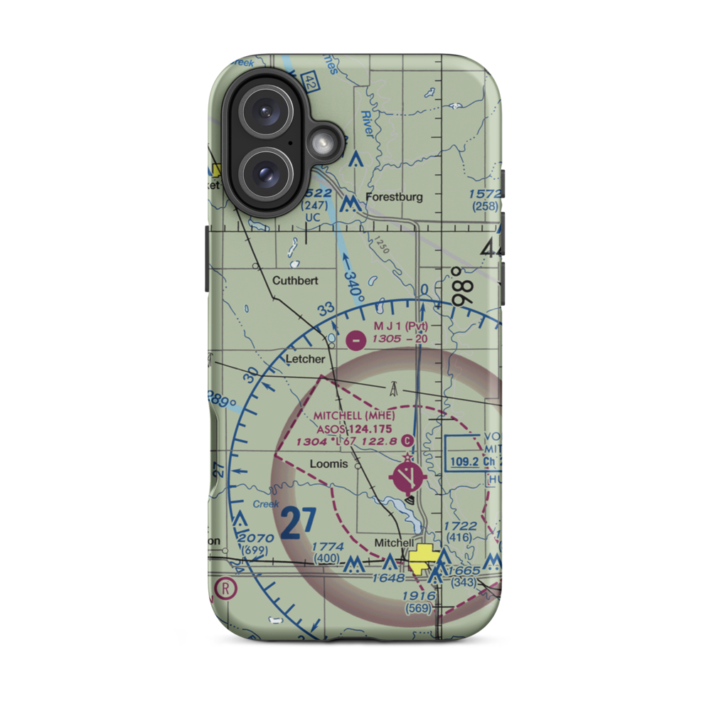Mj Aviation I Airport (SD01) VFR Sectional  Tough iPhone Case iPhone 16 Plus model shown