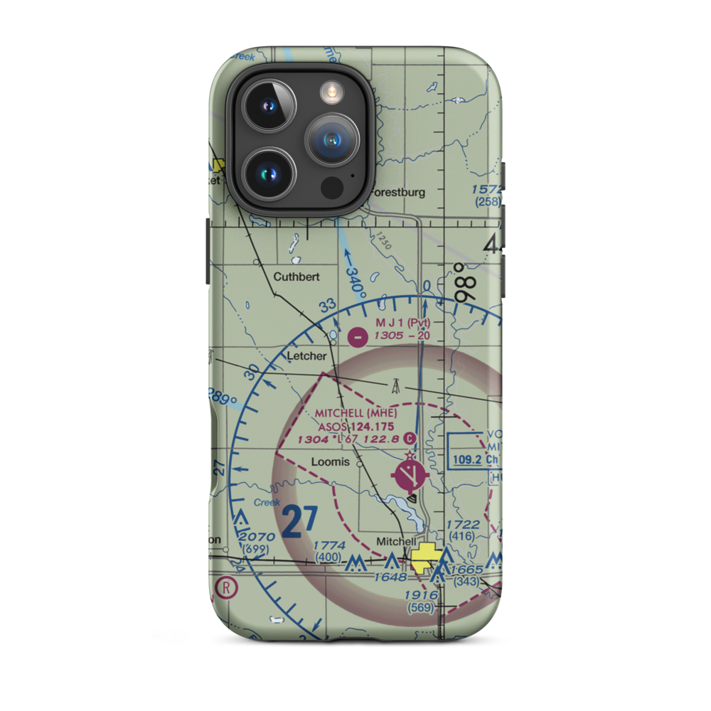 Mj Aviation I Airport (SD01) VFR Sectional  Tough iPhone Case iPhone 16 Pro Max model shown