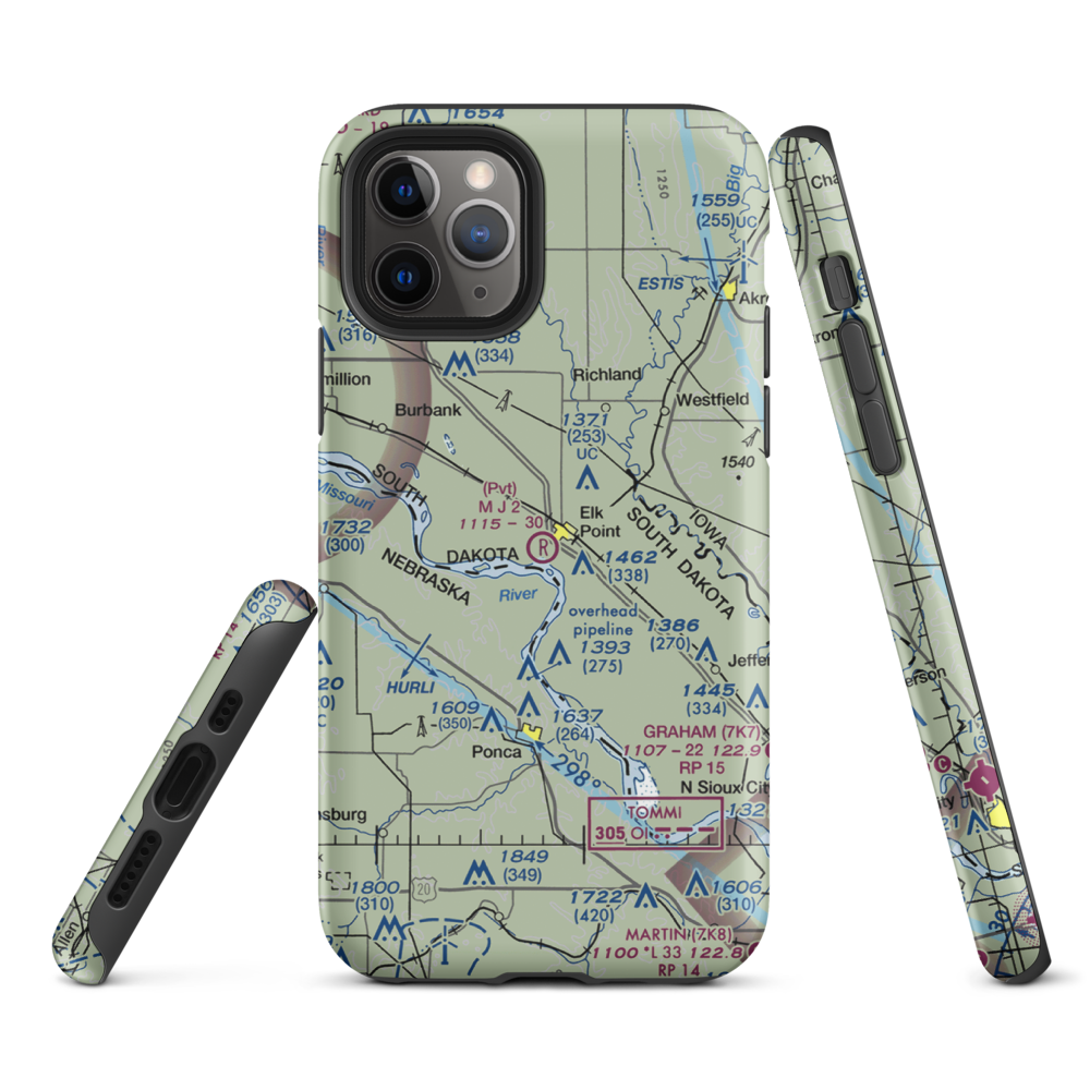 Mj Aviation Ii Airport (SD00) VFR Sectional  Tough iPhone Case iPhone 11 Pro model shown