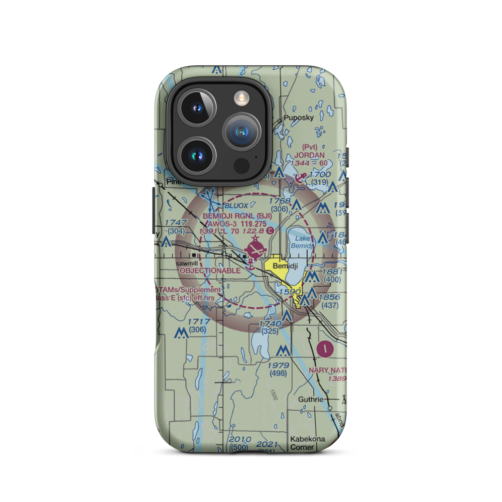 Moberg Air Base (96M) VFR Sectional  Tough iPhone Case iPhone 16 Pro model shown