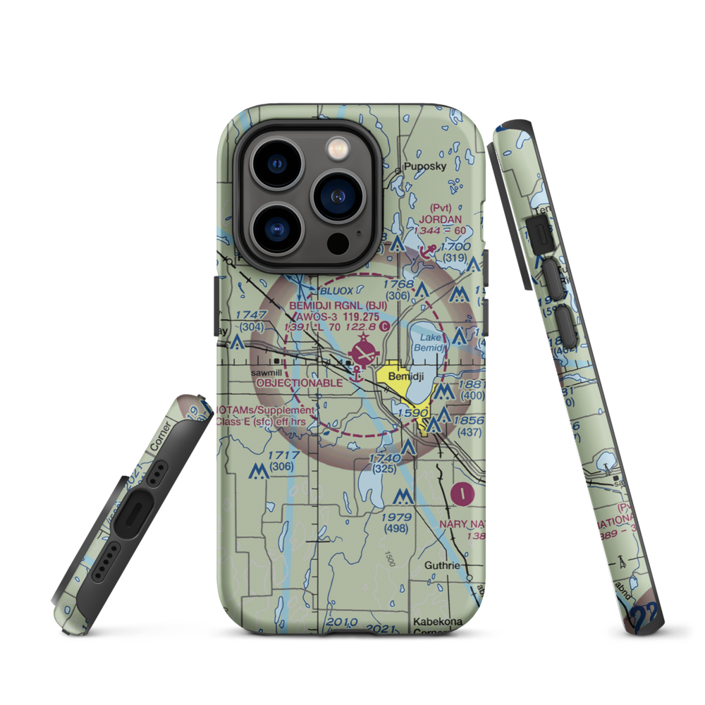 Moberg Air Base (MN13) VFR Sectional  Tough iPhone Case iPhone 14 Pro model shown