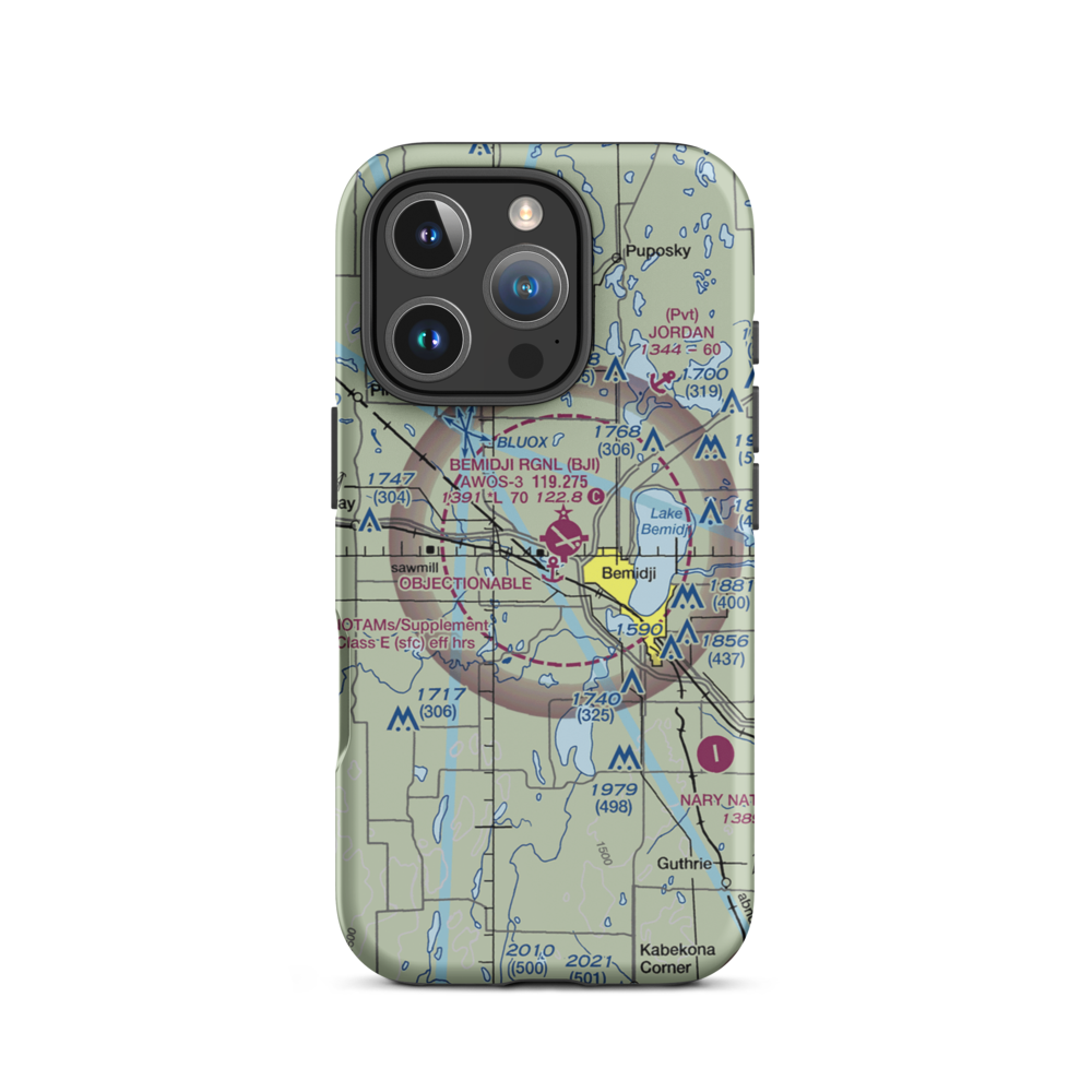 Moberg Air Base (MN13) VFR Sectional  Tough iPhone Case iPhone 16 Pro model shown