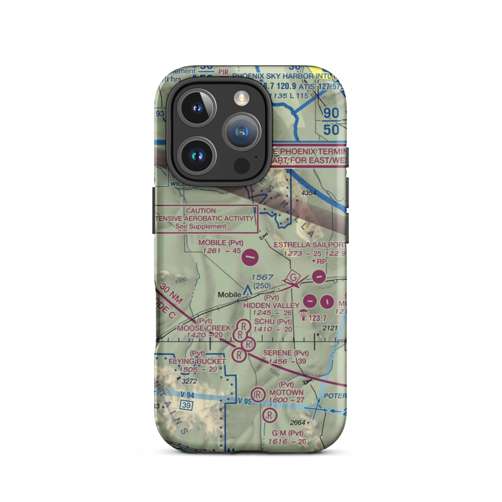 Mobile Airport (1AZ0) VFR Sectional  Tough iPhone Case iPhone 16 Pro model shown