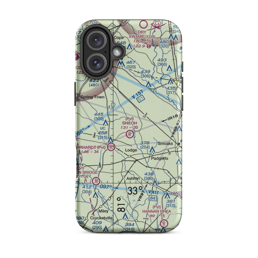 Moccasin Creek Airport (51SC) VFR Sectional  Tough iPhone Case iPhone 16 Plus model shown