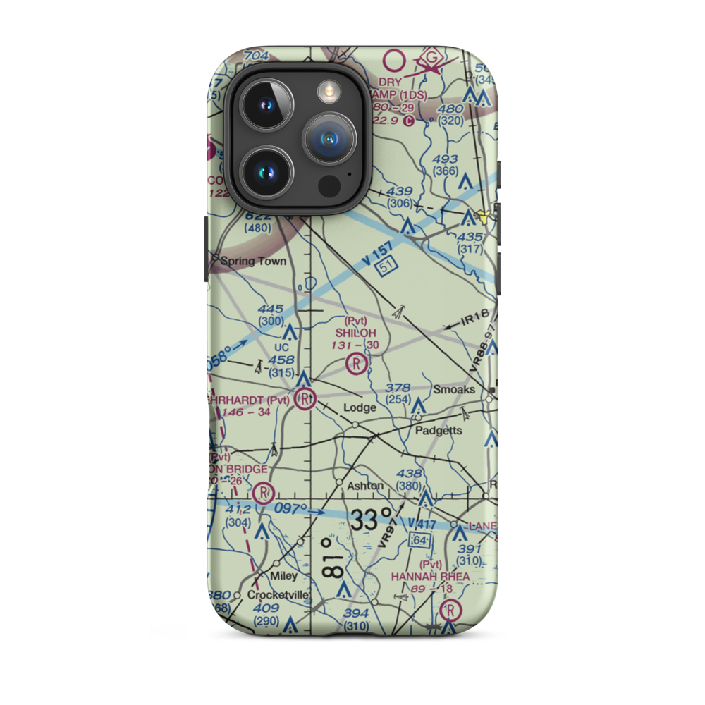 Moccasin Creek Airport (51SC) VFR Sectional  Tough iPhone Case iPhone 16 Pro Max model shown