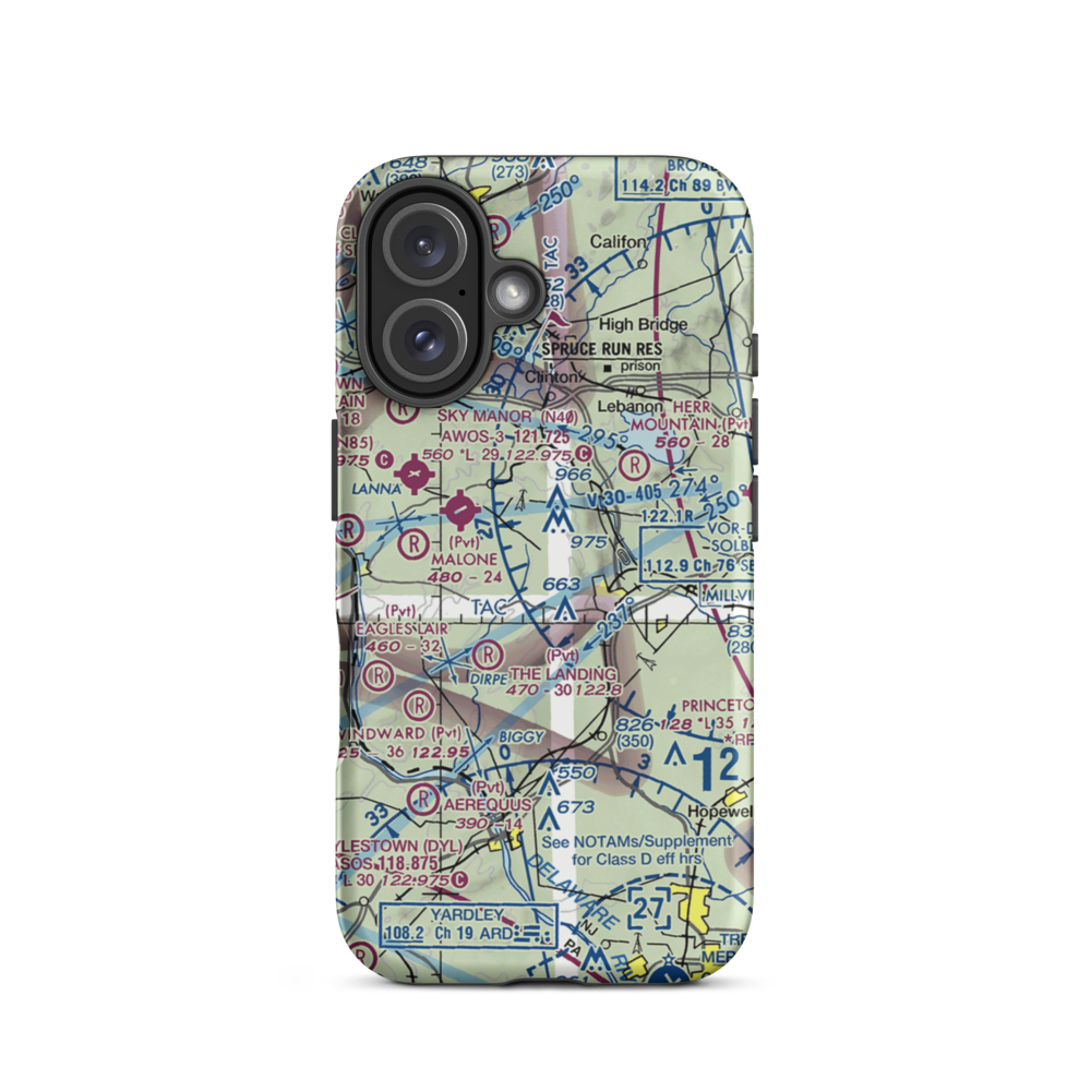 Mock Airport (3NJ5) VFR Sectional  Tough iPhone Case iPhone 16 model shown