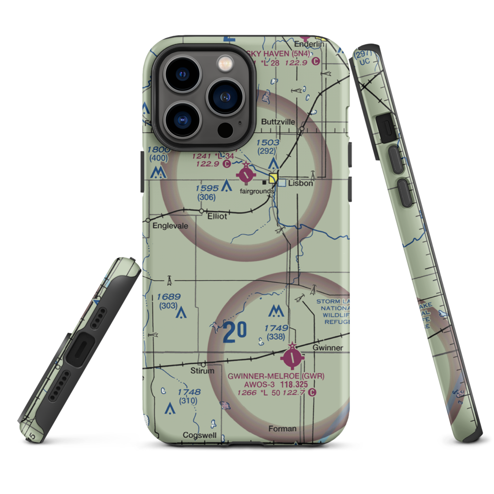 Moellenkamp Airport (63ND) VFR Sectional  Tough iPhone Case iPhone 13 Pro Max model shown