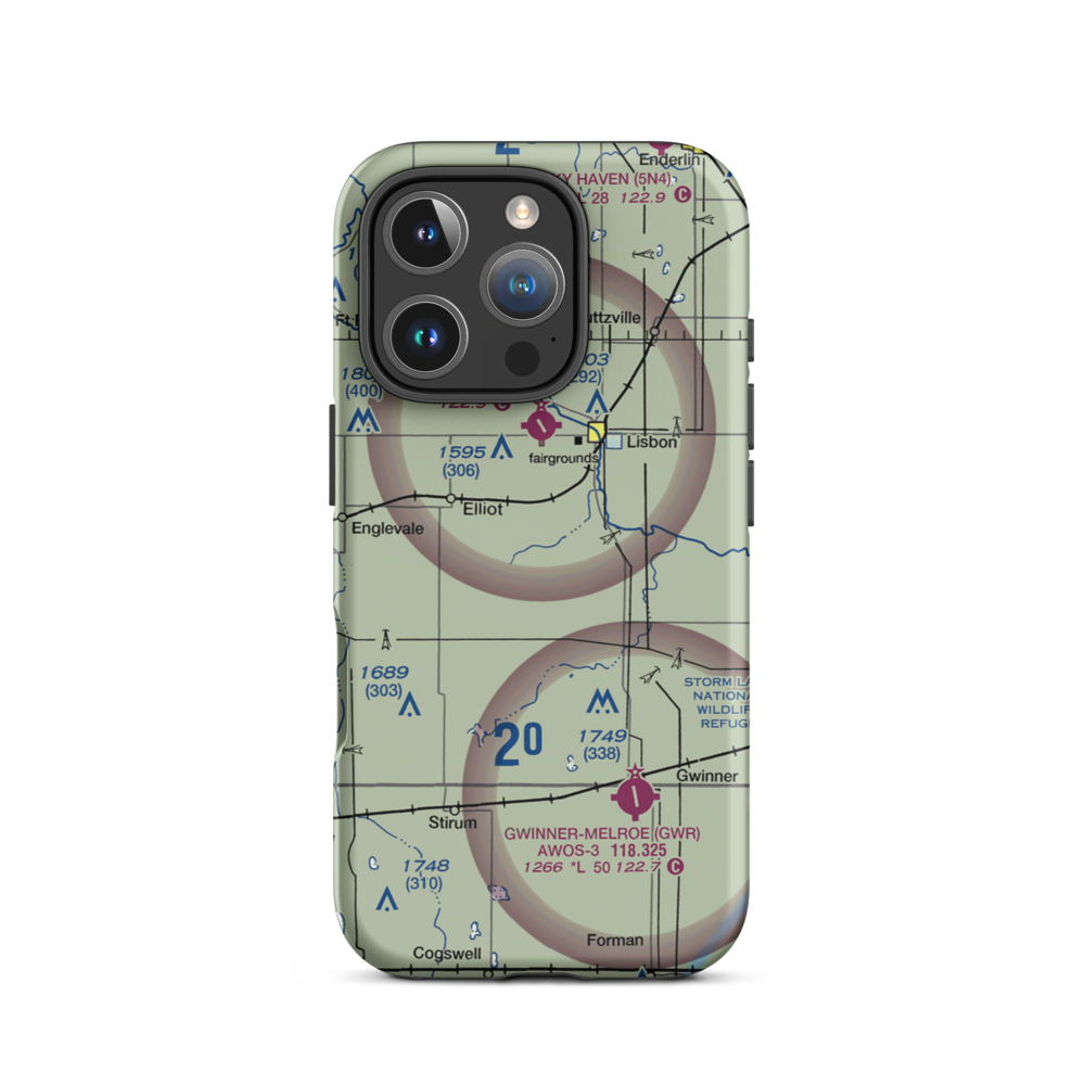 Moellenkamp Airport (63ND) VFR Sectional  Tough iPhone Case iPhone 16 Pro model shown