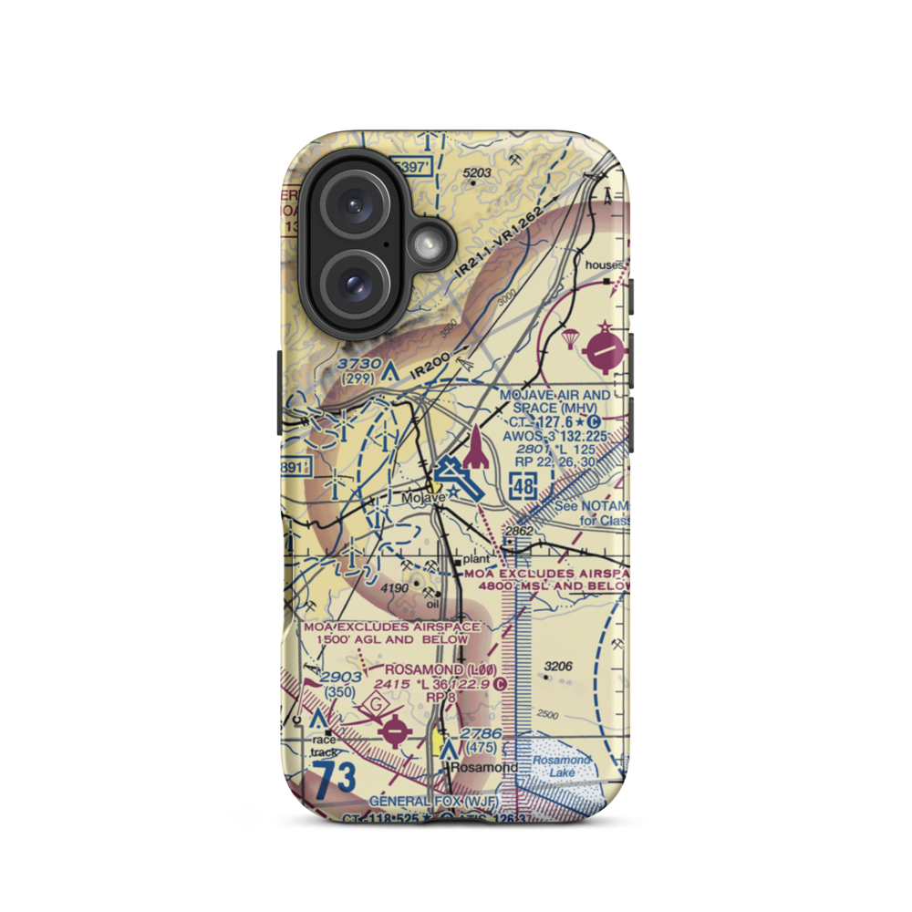 Mojave Airport (MHV) VFR Sectional  Tough iPhone Case iPhone 16 model shown