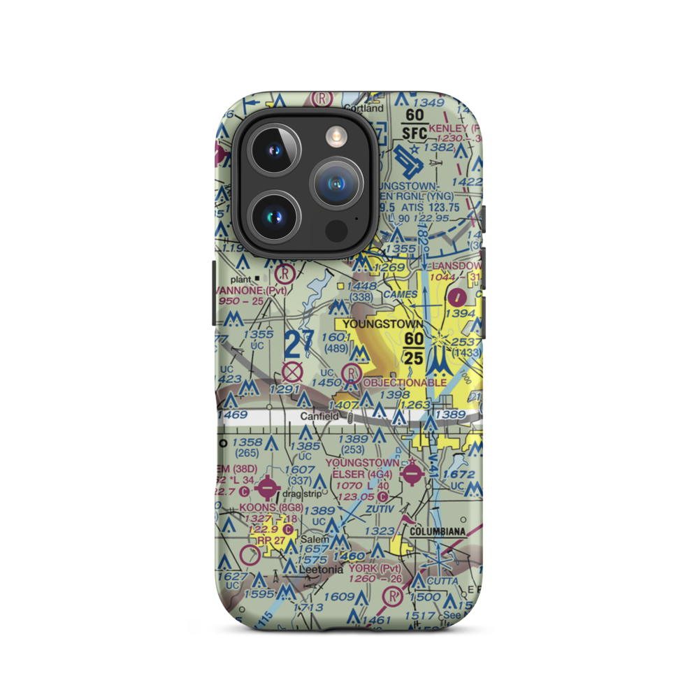 Mollica Airport (OI81) VFR Sectional  Tough iPhone Case iPhone 16 Pro model shown