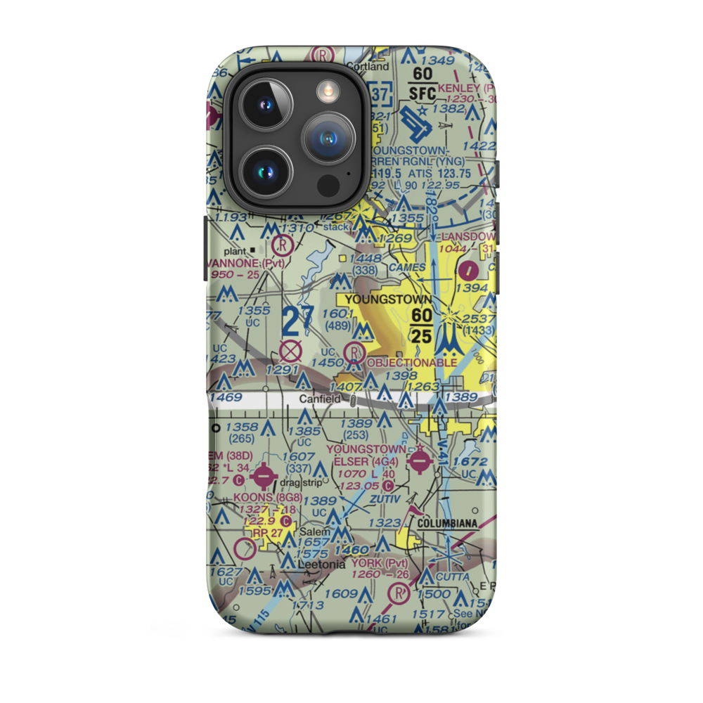 Mollica Airport (OI81) VFR Sectional  Tough iPhone Case iPhone 16 Pro Max model shown