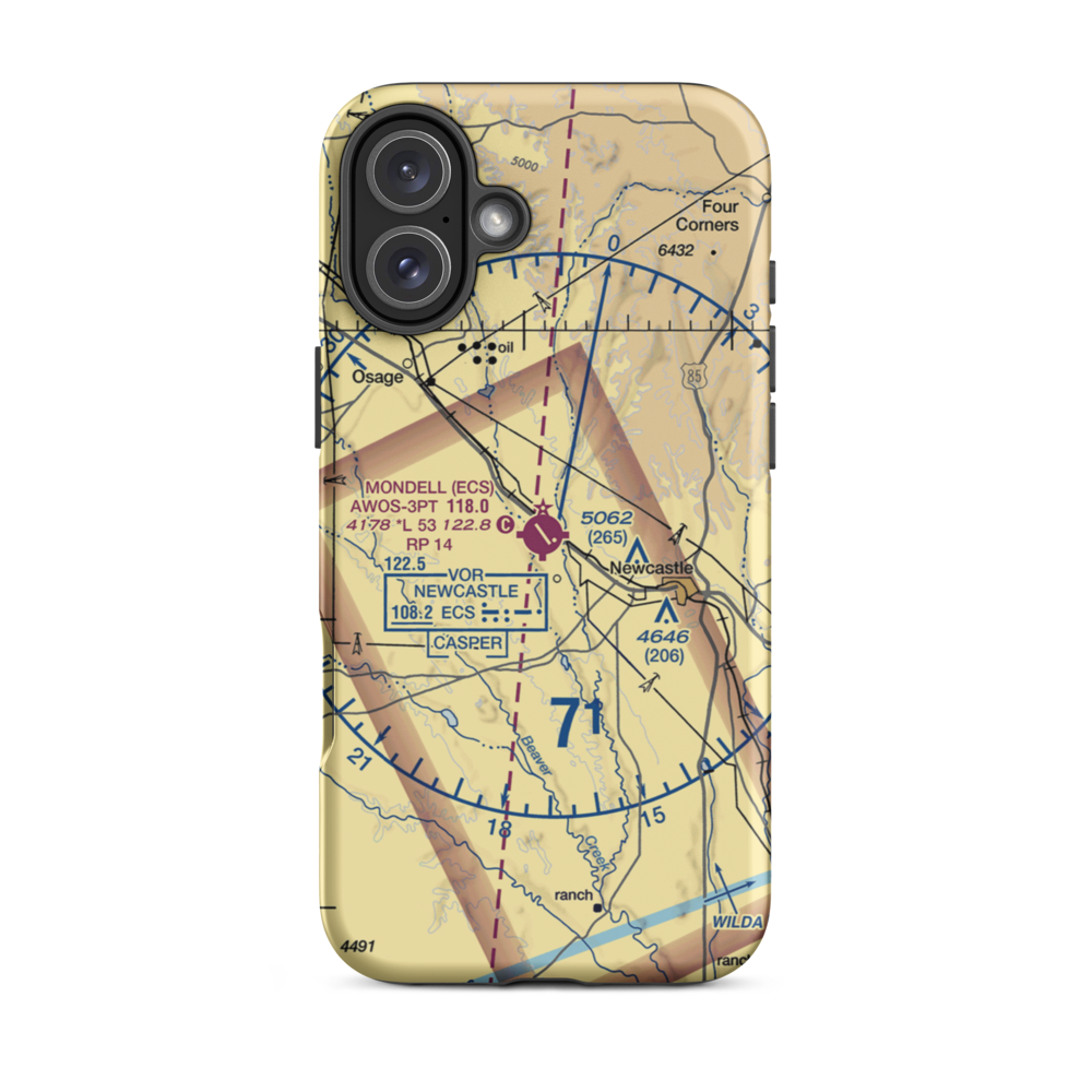 Mondell Field (ECS) VFR Sectional  Tough iPhone Case iPhone 16 Plus model shown