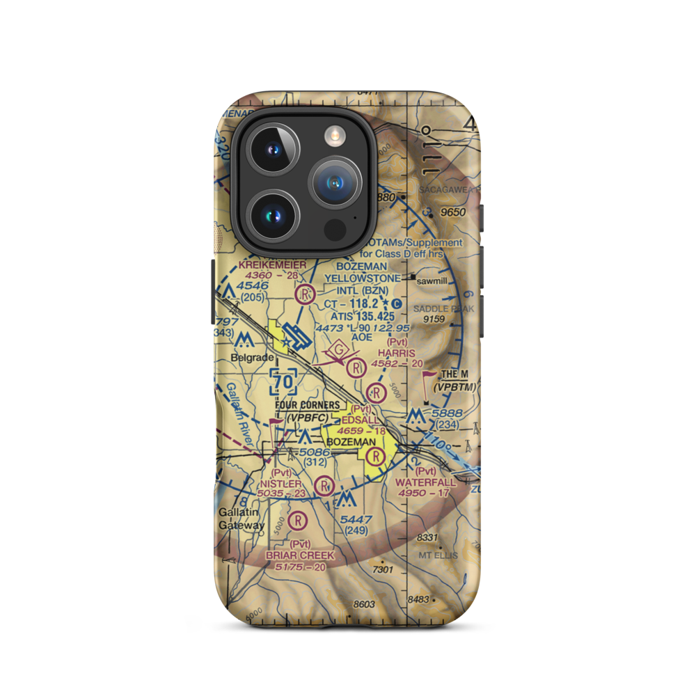 Monger Airport (9MT8) VFR Sectional  Tough iPhone Case iPhone 16 Pro model shown