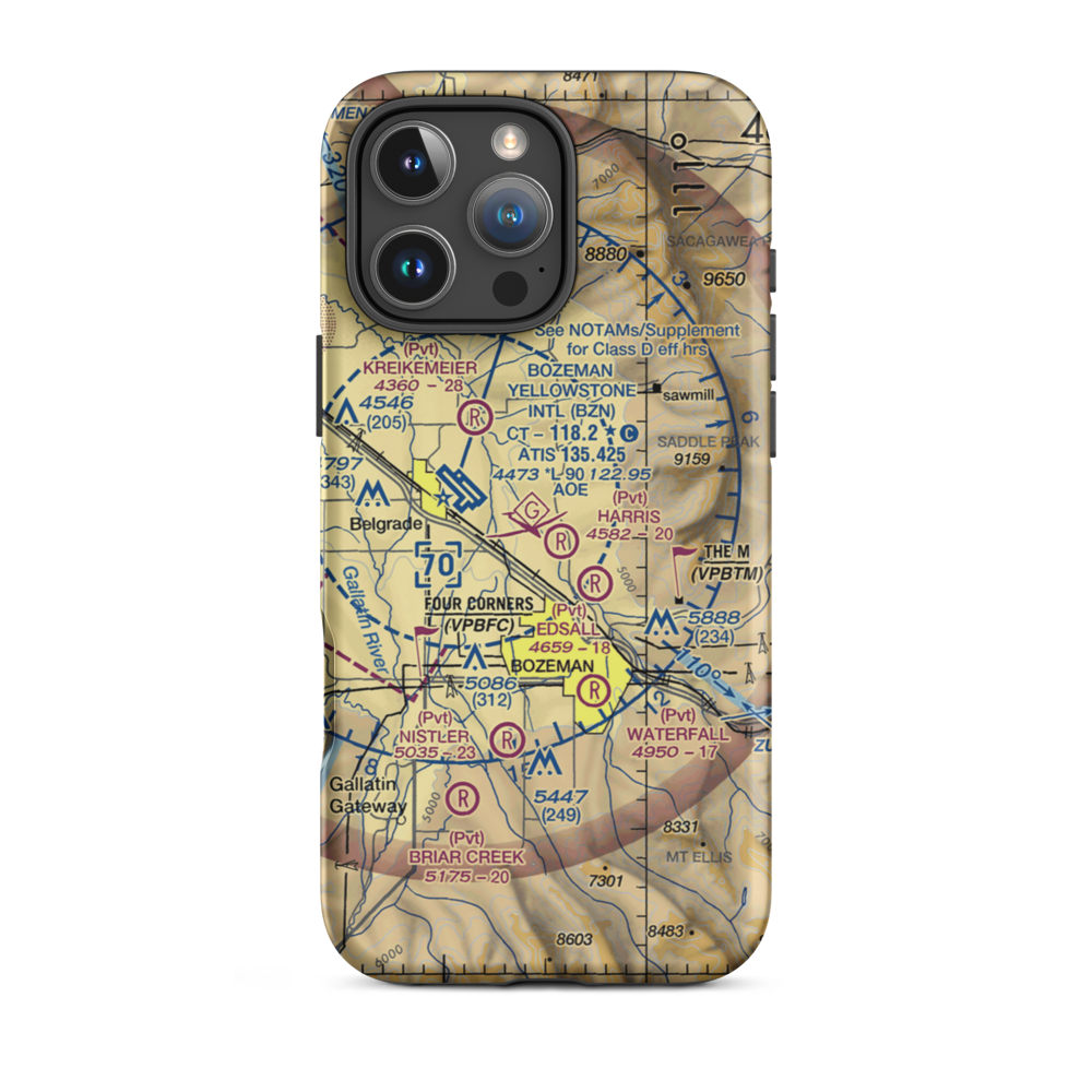 Monger Airport (9MT8) VFR Sectional  Tough iPhone Case iPhone 16 Pro Max model shown