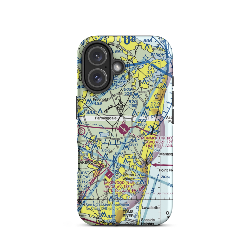 Monmouth Executive Airport (BLM) VFR Sectional  Tough iPhone Case iPhone 16 model shown