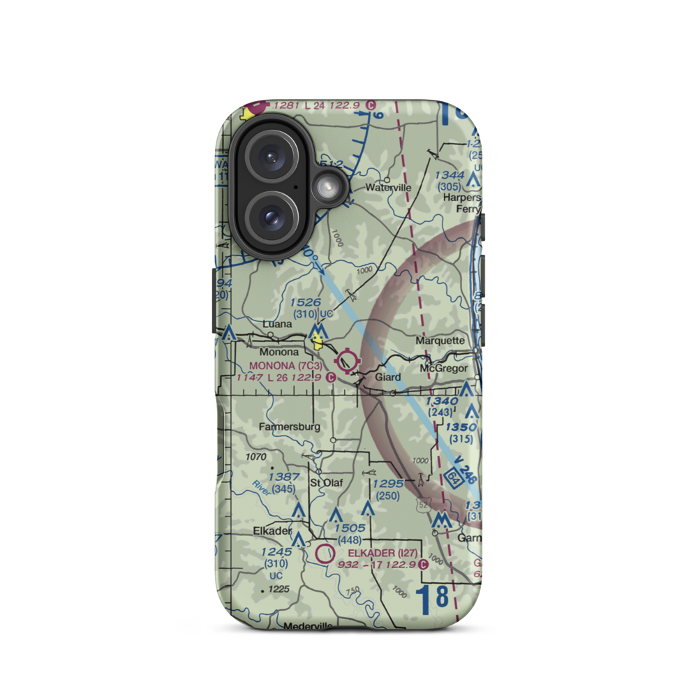 Monona Municipal Airport (7C3) VFR Sectional  Tough iPhone Case iPhone 16 model shown