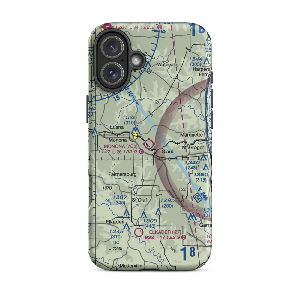 Monona Municipal Airport (7C3) VFR Sectional  Tough iPhone Case iPhone 16 Plus model shown