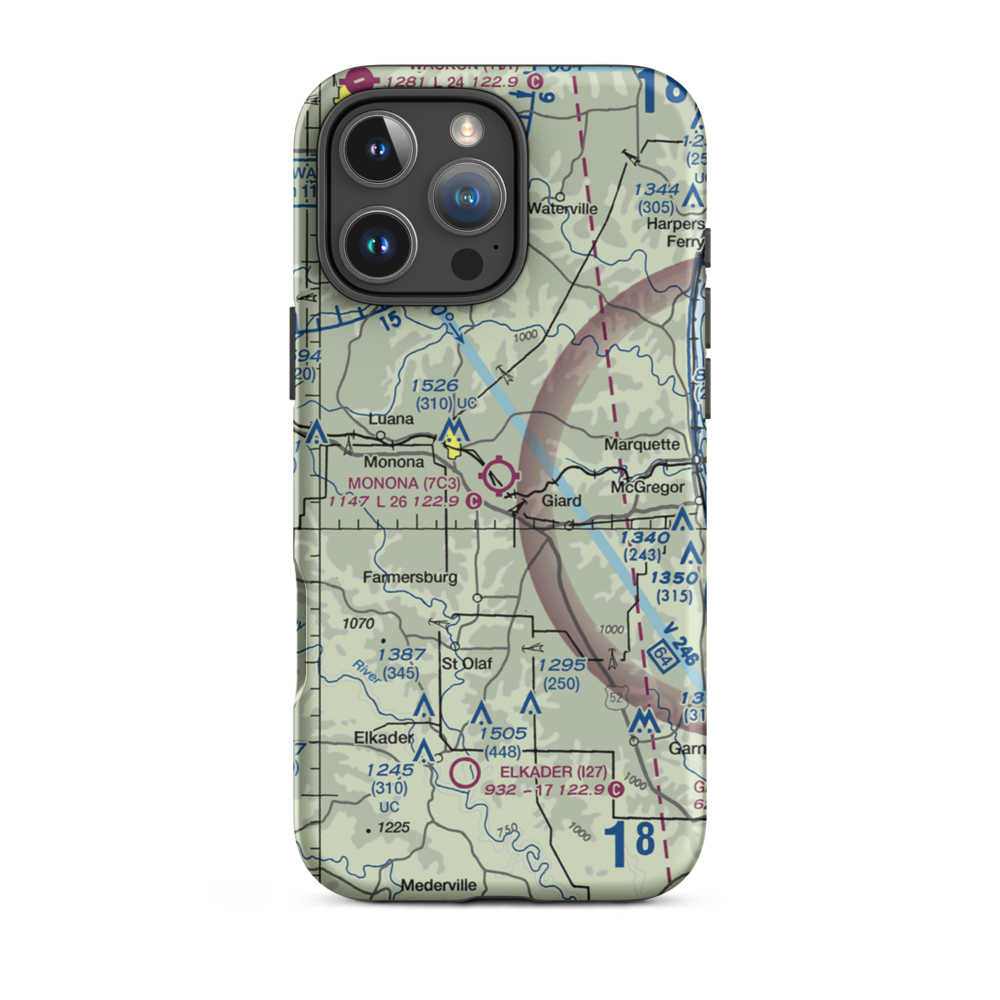 Monona Municipal Airport (7C3) VFR Sectional  Tough iPhone Case iPhone 16 Pro Max model shown