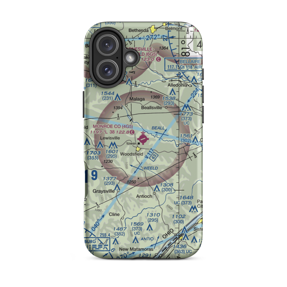 Monroe County Airport (4G5) VFR Sectional  Tough iPhone Case iPhone 16 Plus model shown