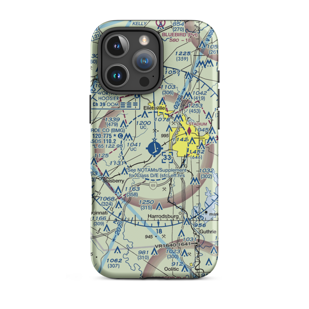 Monroe County Airport (BMG) VFR Sectional  Tough iPhone Case iPhone 16 Pro Max model shown