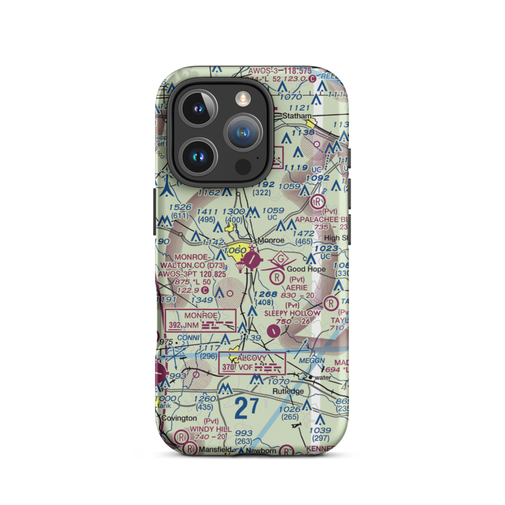 Monroe Walton County Airport (D73) VFR Sectional  Tough iPhone Case iPhone 16 Pro model shown