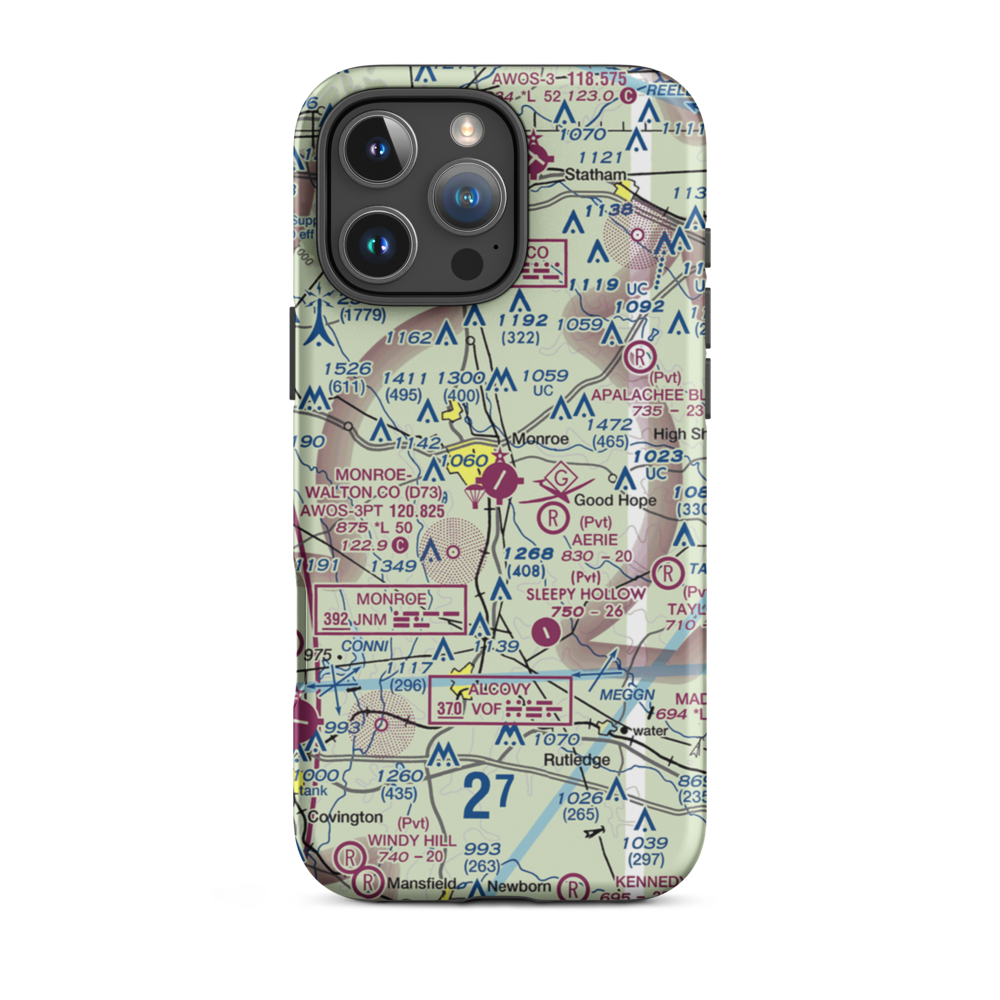 Monroe Walton County Airport (D73) VFR Sectional  Tough iPhone Case iPhone 16 Pro Max model shown