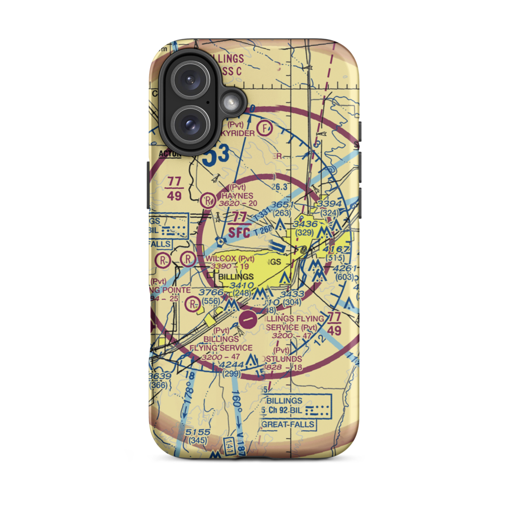 Montana ARNG Heliport (MNG) VFR Sectional  Tough iPhone Case iPhone 16 Plus model shown