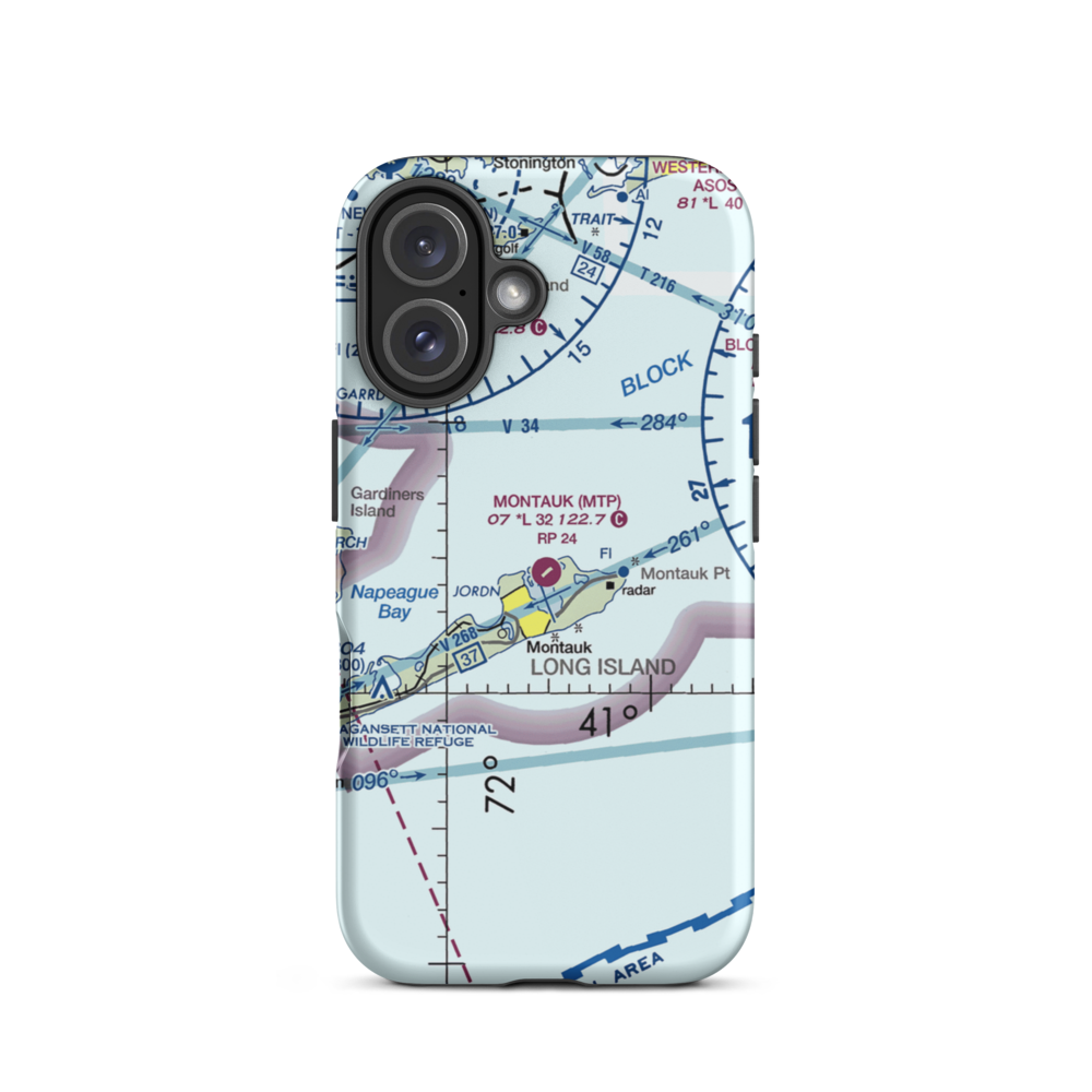 Montauk Airport (MTP) VFR Sectional  Tough iPhone Case iPhone 16 model shown