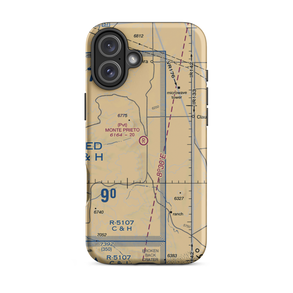 Monte Prieto Ranch Airport (57NM) VFR Sectional  Tough iPhone Case iPhone 16 Plus model shown