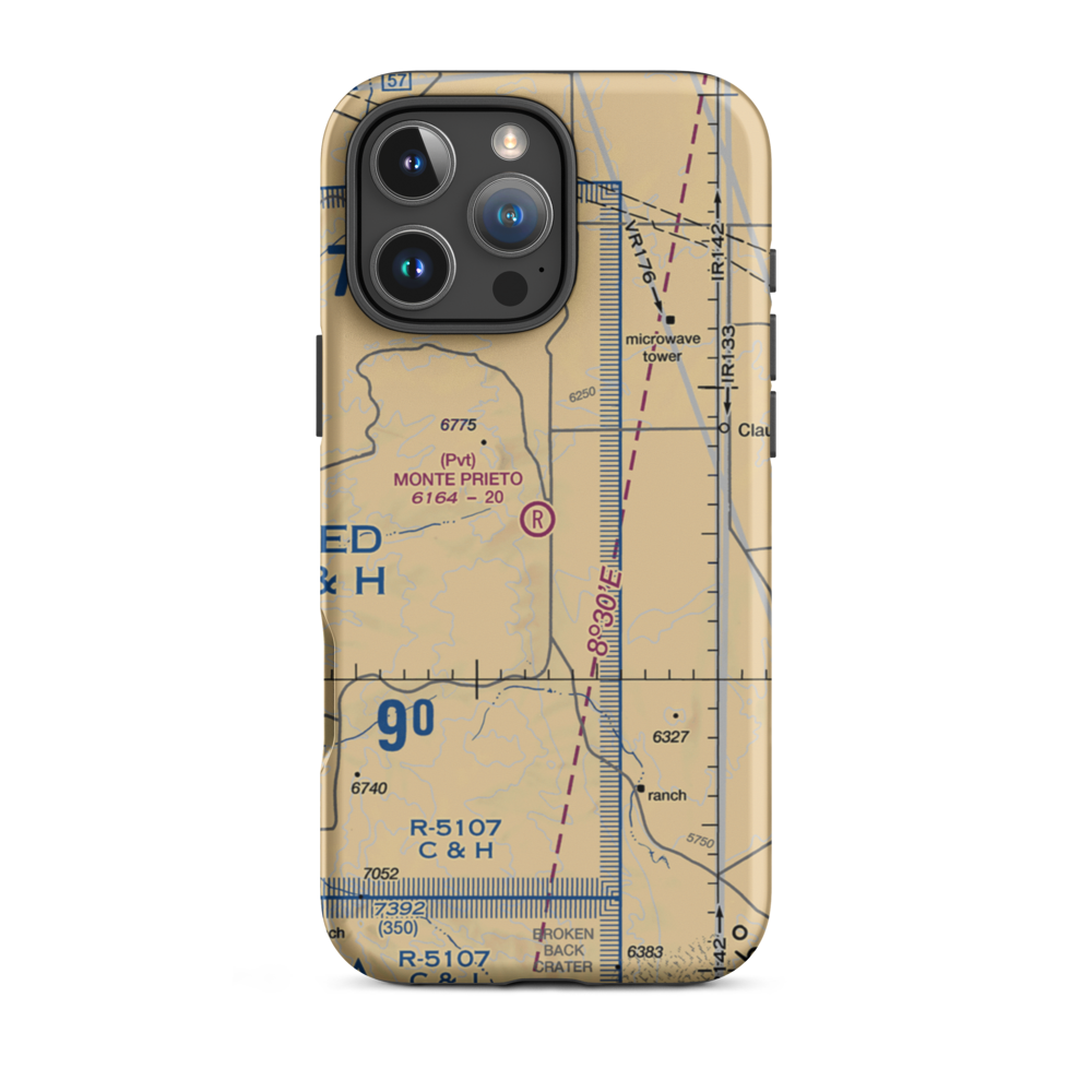 Monte Prieto Ranch Airport (57NM) VFR Sectional  Tough iPhone Case iPhone 16 Pro Max model shown
