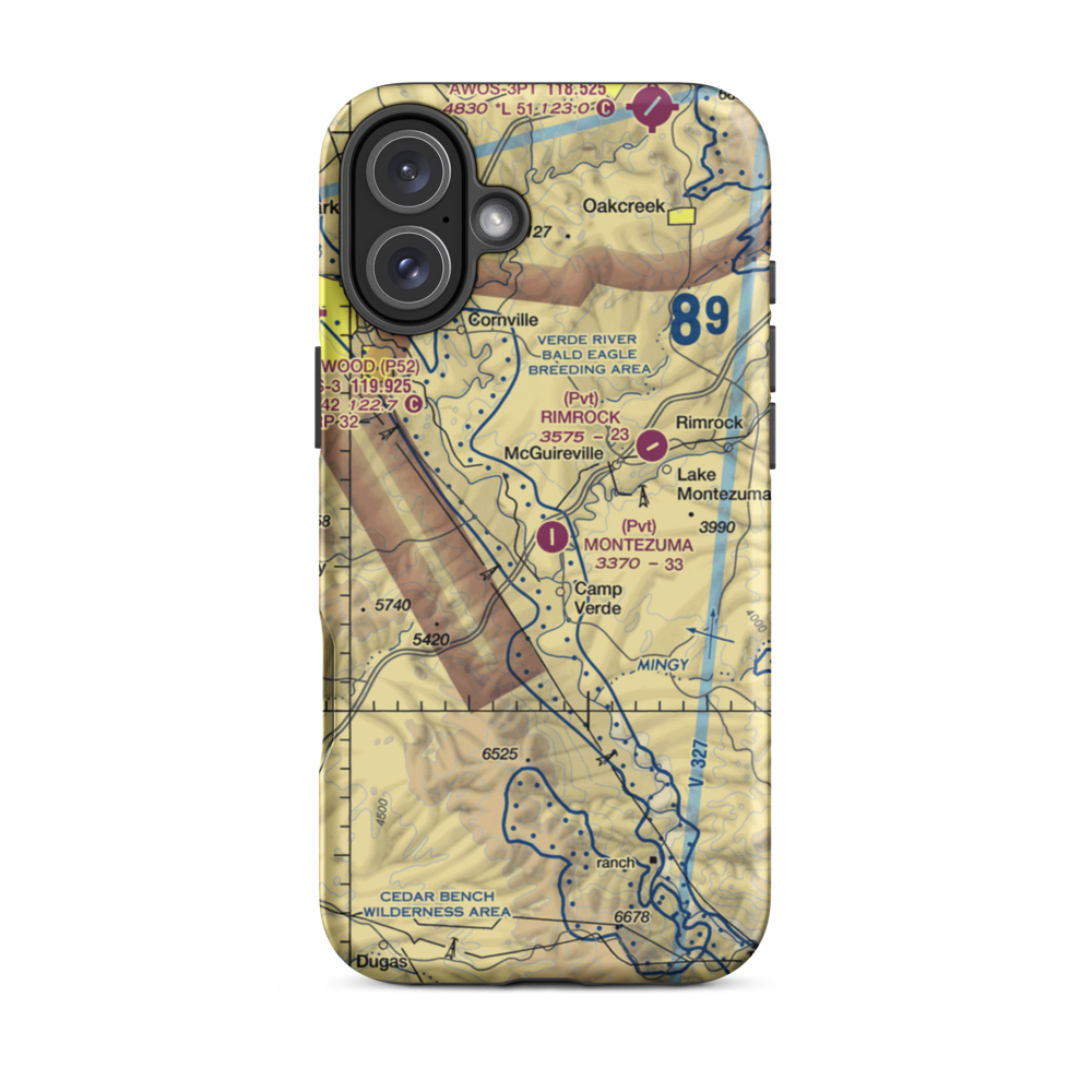 Montezuma Airport (19AZ) VFR Sectional  Tough iPhone Case iPhone 16 Plus model shown