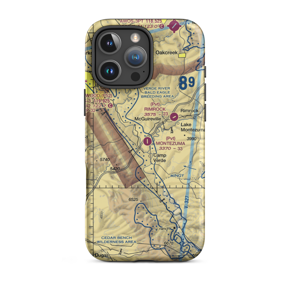 Montezuma Airport (19AZ) VFR Sectional  Tough iPhone Case iPhone 16 Pro Max model shown