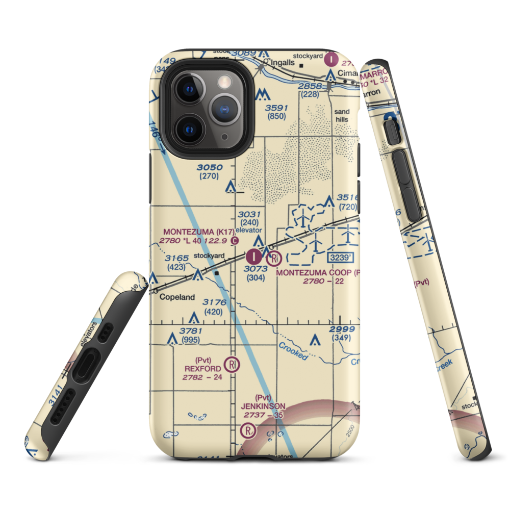 Montezuma Municipal Airport (K17) VFR Sectional  Tough iPhone Case iPhone 11 Pro model shown