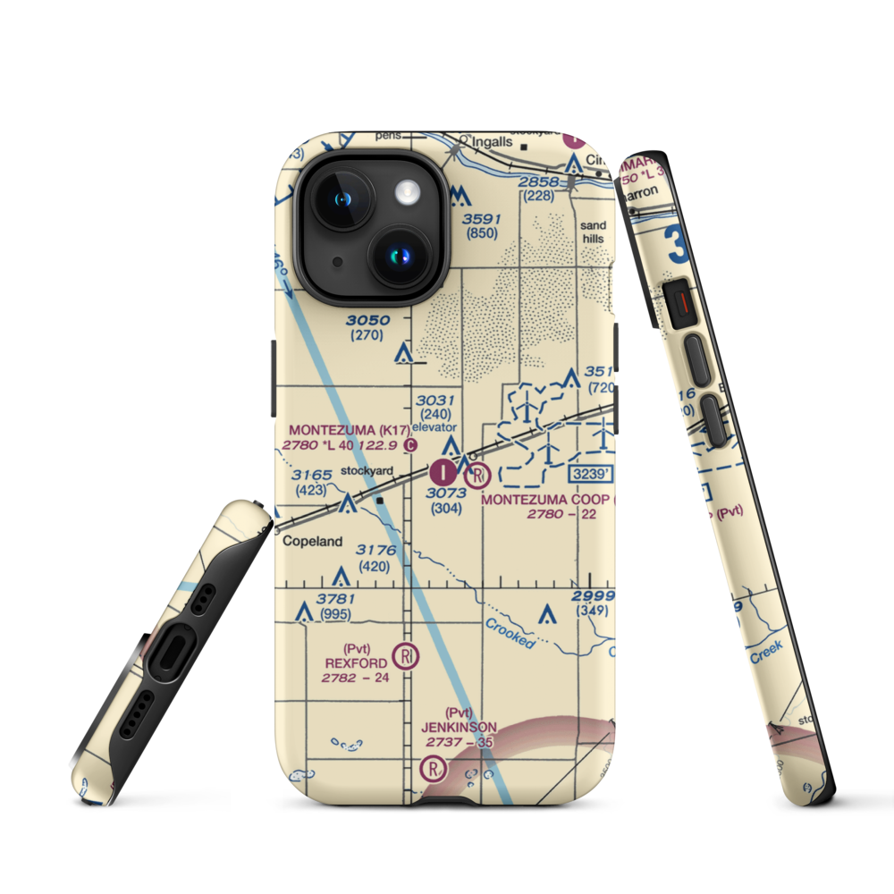 Montezuma Municipal Airport (K17) VFR Sectional  Tough iPhone Case iPhone 15 model shown